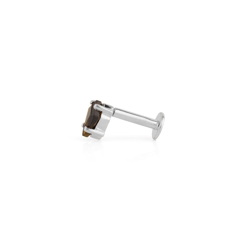 Piercing KITE Krapfenfassung  3X5 mm grünem TURMALIN Silber