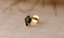 Piercing KITE Krapfenfassung  3X5 mm grünem TURMALIN Gold
