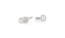Piercing KITE Krapfenfassung  3X5 mm MONDSTEIN Silber