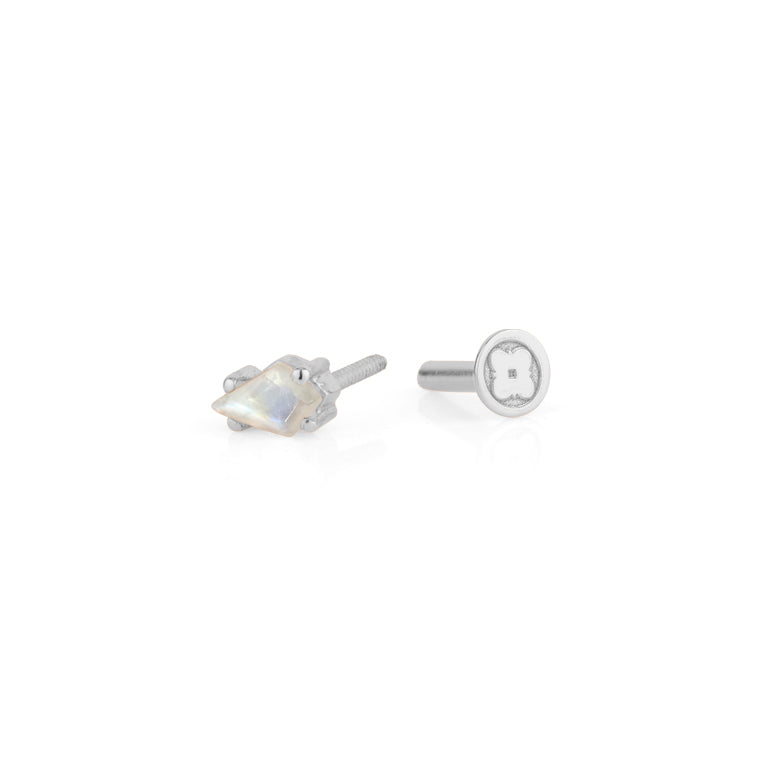 Piercing KITE Krapfenfassung  3X5 mm MONDSTEIN Silber