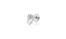 Piercing KITE Krapfenfassung  3X5 mm MONDSTEIN Silber