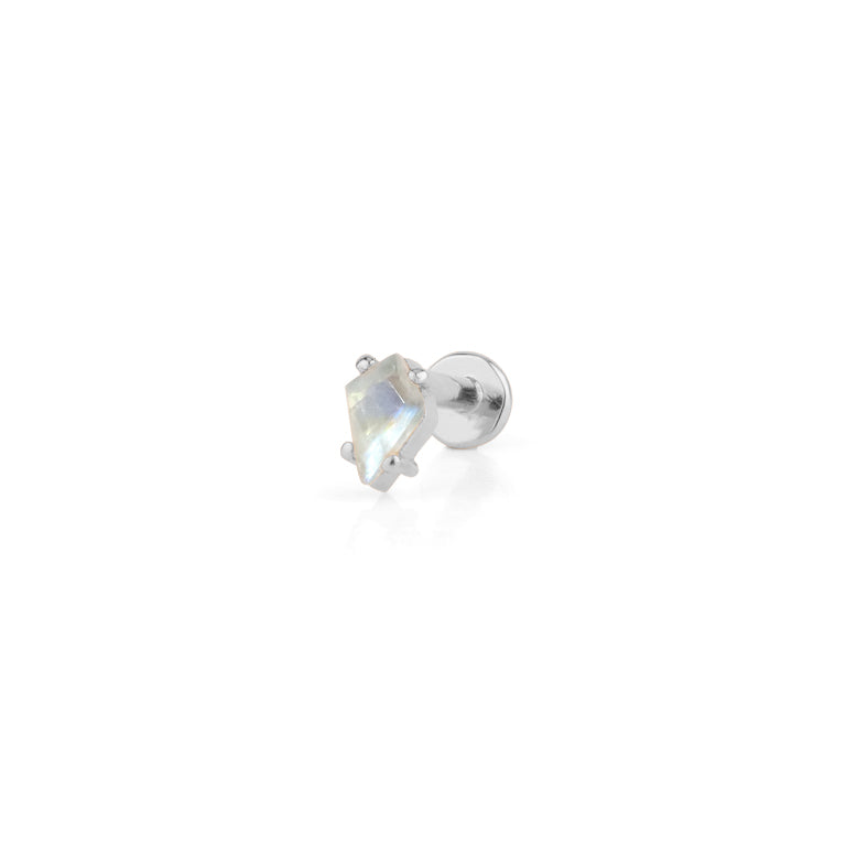 Piercing KITE Krapfenfassung  3X5 mm MONDSTEIN Silber