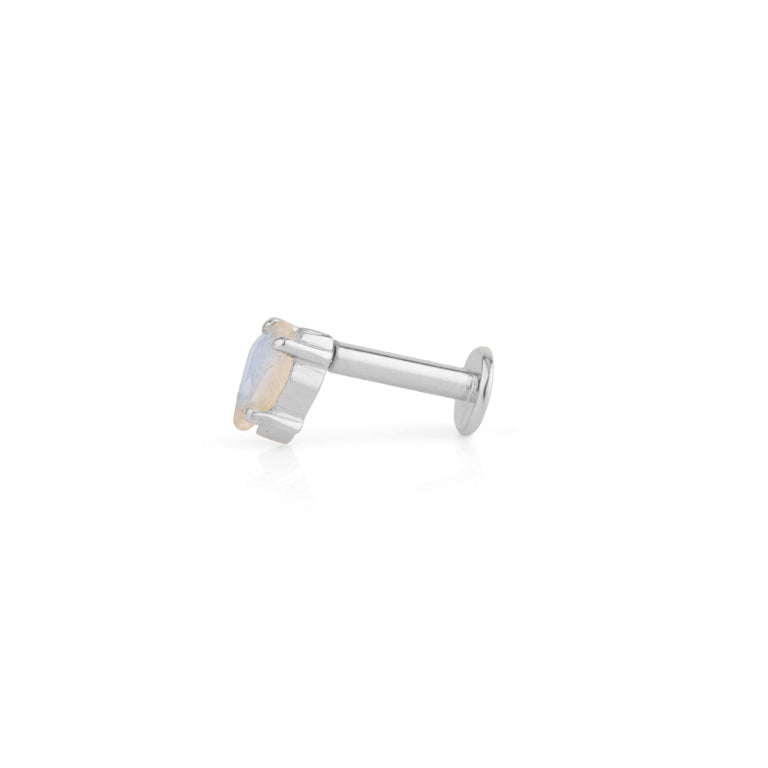 Piercing KITE Krapfenfassung  3X5 mm MONDSTEIN Silber