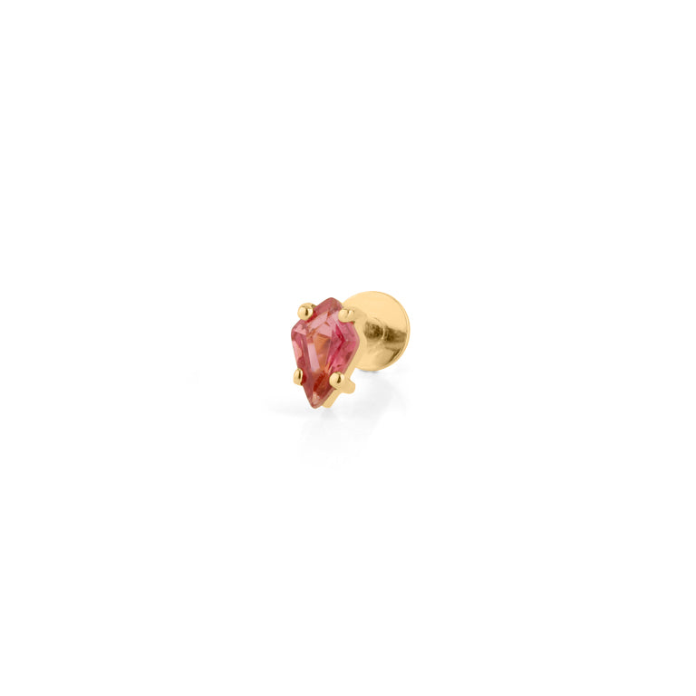 Piercing KITE Krapfenfassung  3X5 mm ROSATURMALIN