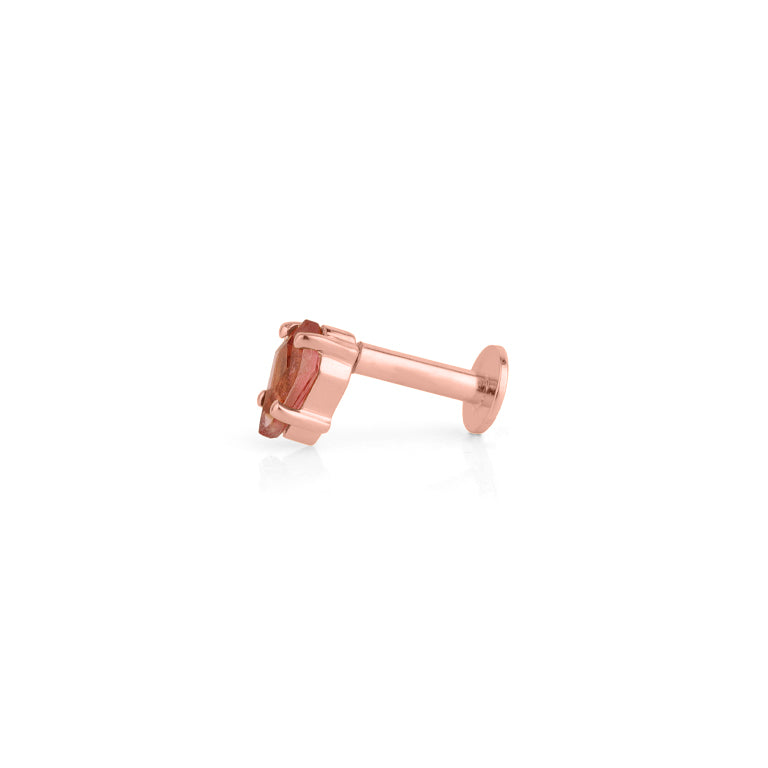 Piercing KITE Krapfenfassung  3X5 mm ROSATURMALIN