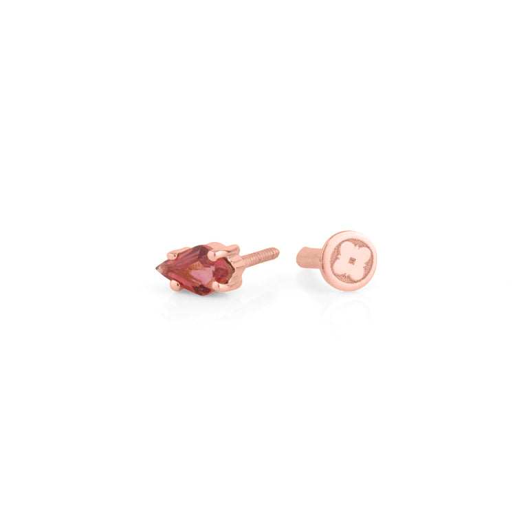 Piercing KITE Krapfenfassung  3X5 mm ROSATURMALIN