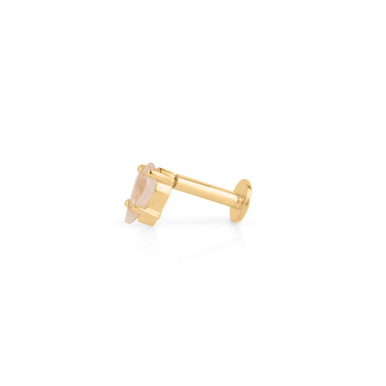 Piercing KITE Krapfenfassung  3X5 mm ROSENQUARZ