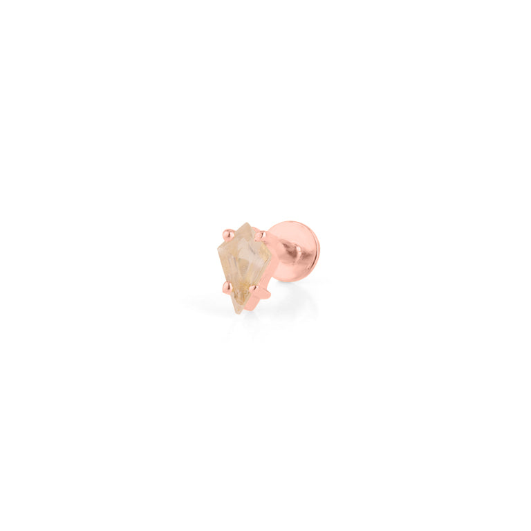 Piercing KITE Krapfenfassung  3X5 mm ROSENQUARZ