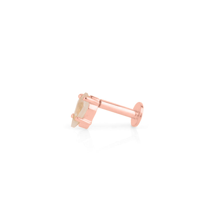 Piercing KITE Krapfenfassung  3X5 mm ROSENQUARZ