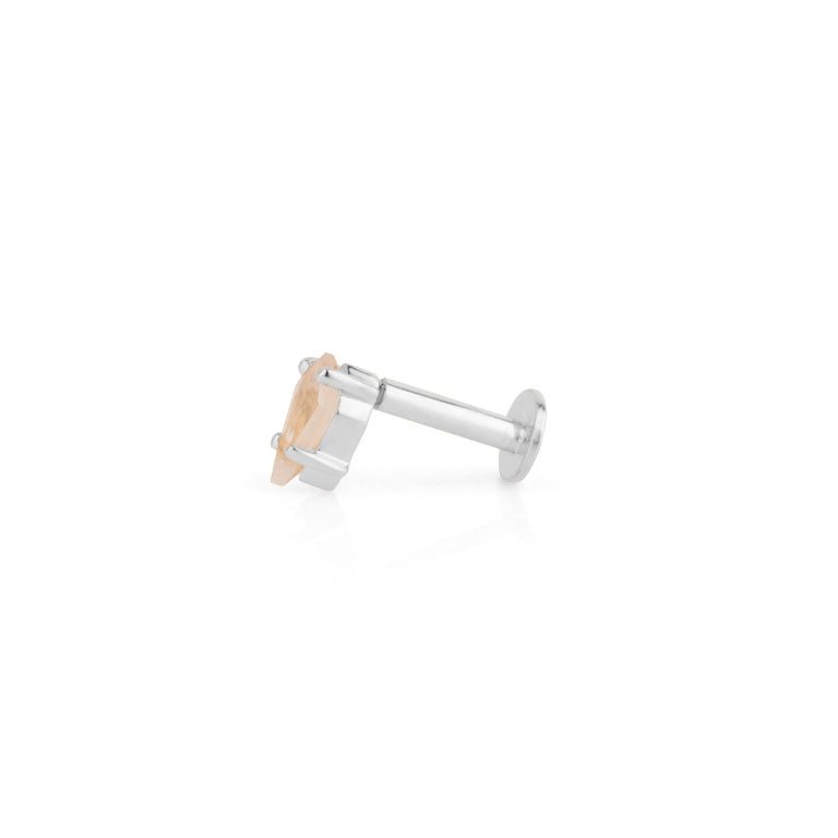 Piercing KITE Krapfenfassung  3X5 mm ROSENQUARZ