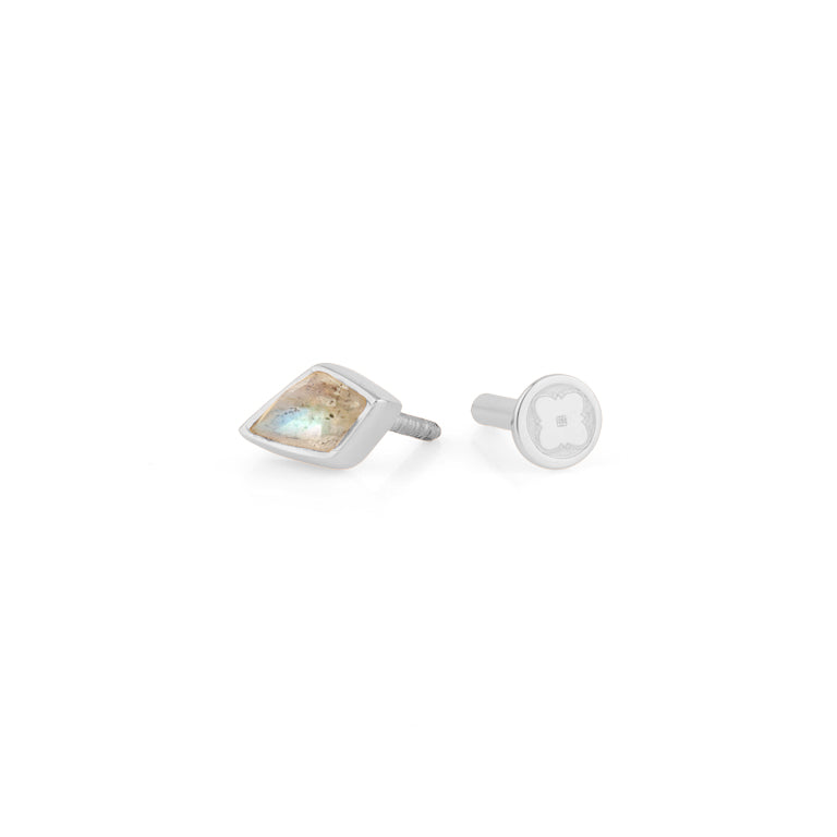Piercing KITE  3X5 mm LABRADORIT Drachenform Silber
