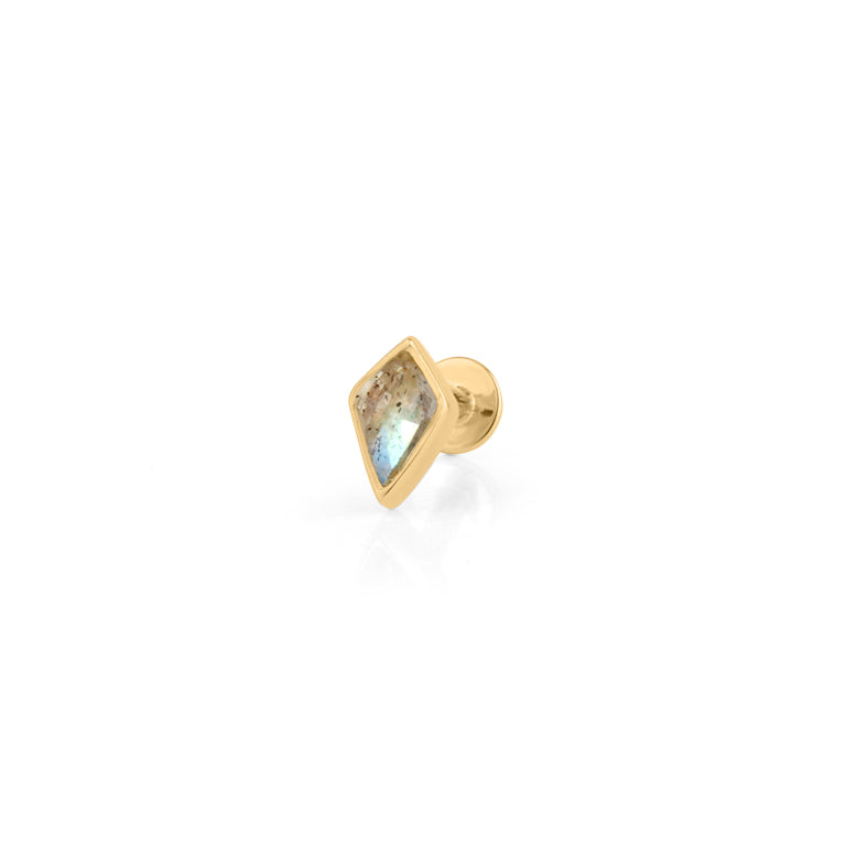 Piercing KITE  3X5 mm LABRADORIT Drachenform Silber