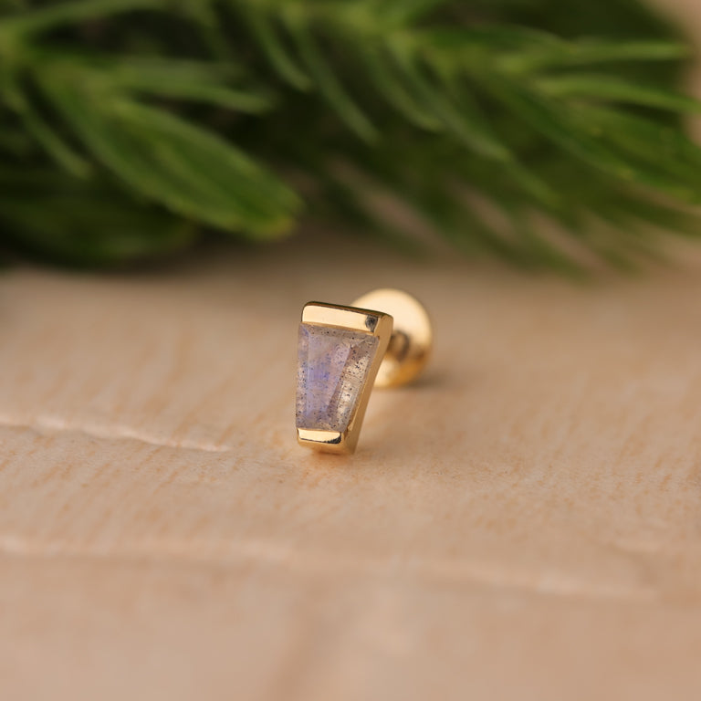 Piercing MINI KARO mit Labradorit Gold