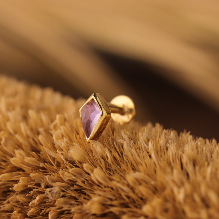 Piercing KITE  3X5 mm Amethyst Drachenform Silber