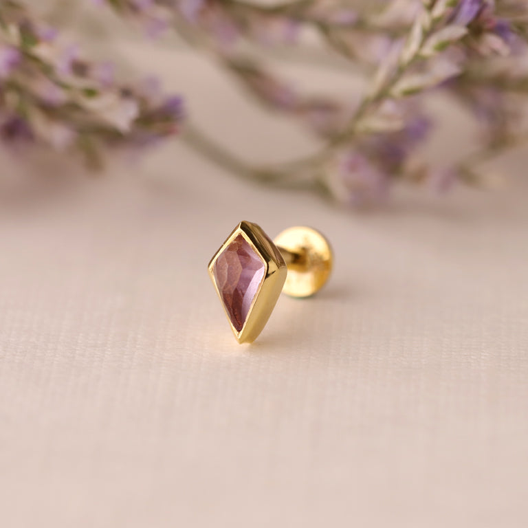 Piercing KITE  3X5 mm Amethyst Drachenform Silber