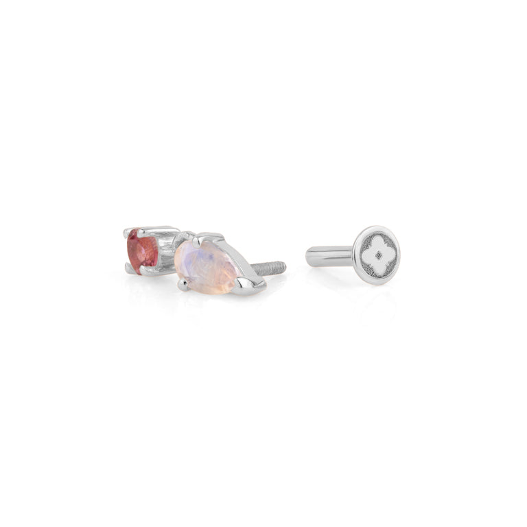Piercing DELPHI mit Mondstein und Turmalin