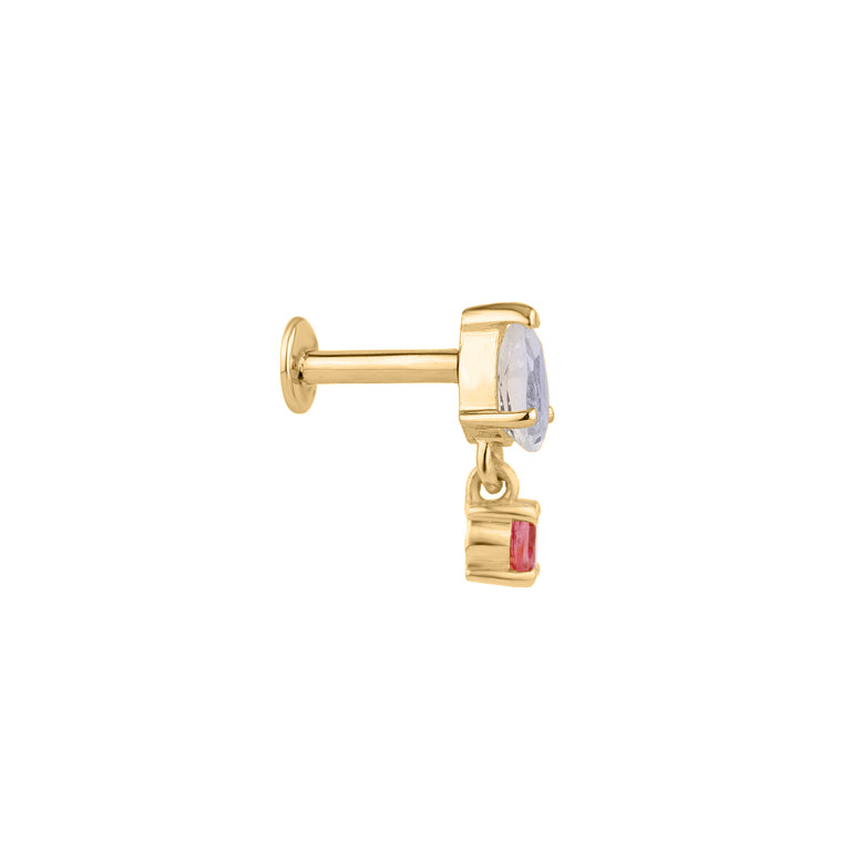 Piercing DELPHI mit Mondstein und Turmalin