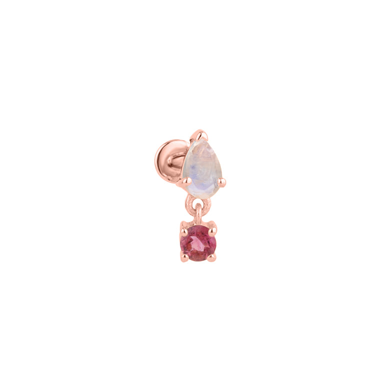 Piercing DELPHI mit Mondstein und Turmalin