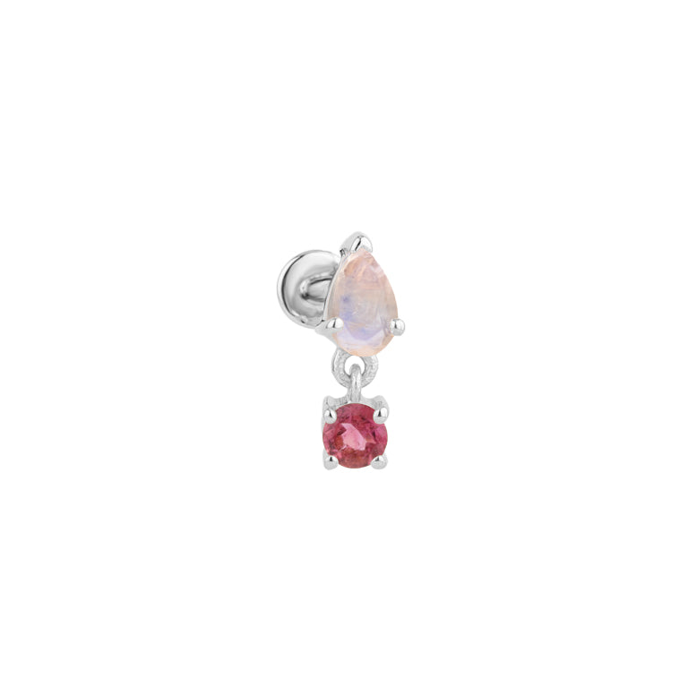 Piercing DELPHI mit Mondstein und Turmalin