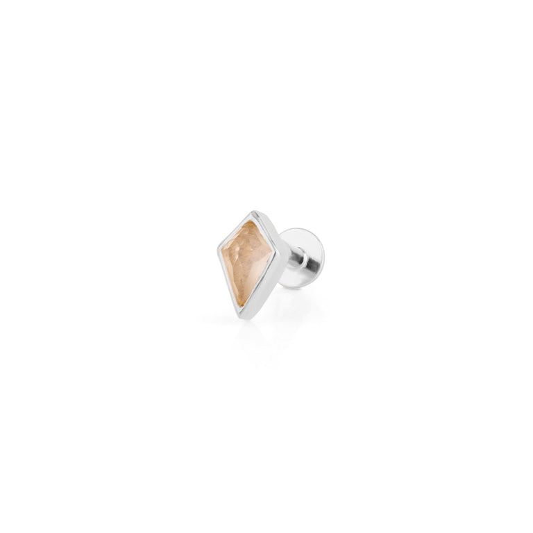 Piercing KITE  3X5 mm ROSENQUARZ Drachenform Silber