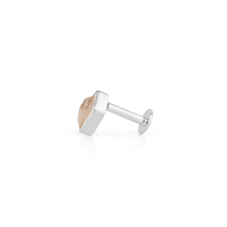 Piercing KITE  3X5 mm ROSENQUARZ Drachenform Silber