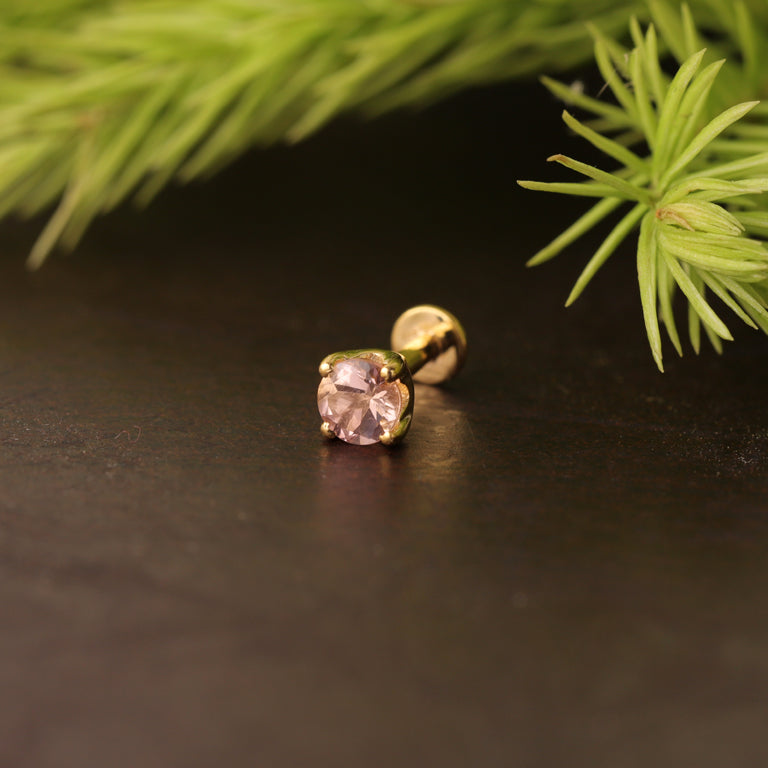 Piercing DIANA 3mm Rosaturmalin Silber