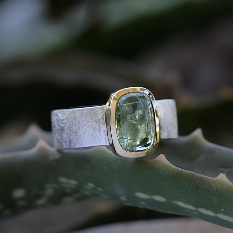 Ring ELTON 6 mm Bicolor Silber Turmalin grün