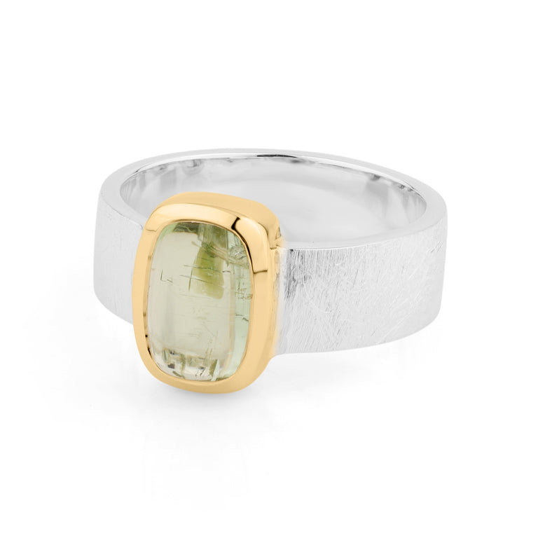 Ring ELTON 6 mm Bicolor Silber Turmalin grün