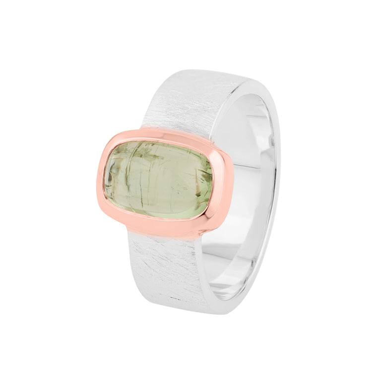 Ring ELTON 6 mm Bicolor Silber Turmalin grün