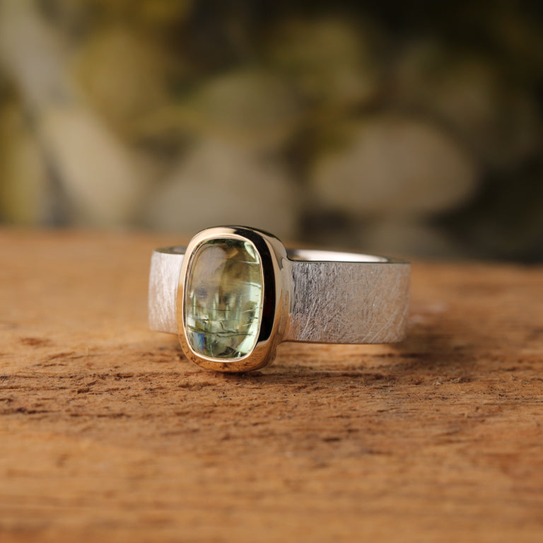 Ring ELTON 6 mm Bicolor Silber Turmalin grün