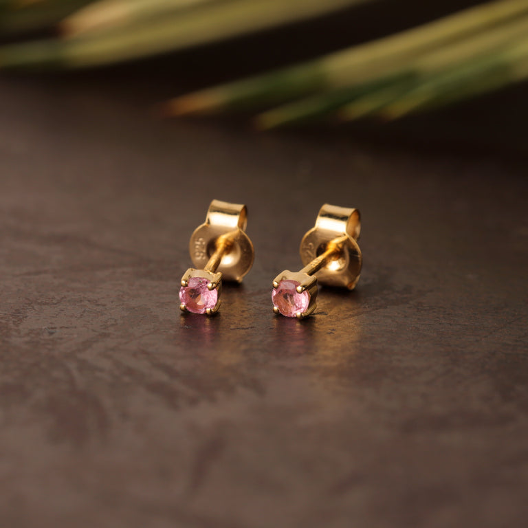Ohrstecker DIANA 3mm mit Rosaturmalin