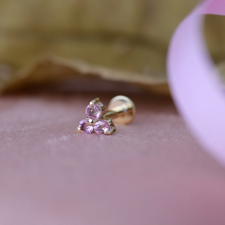 Piercing TRINITY  mit  Rosaturmalin