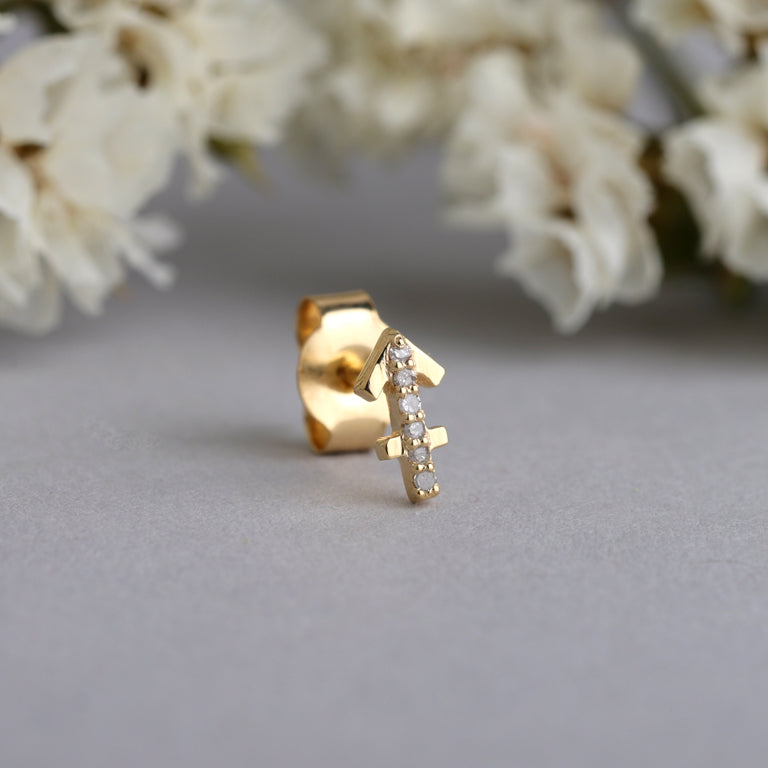 Sternzeichen Ohrstecker SCHUETZE SAGITTARIUS mit Diamanten