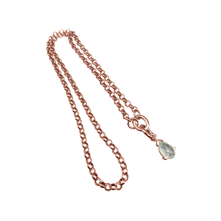 SET Halskette PREHNITE und ERBSKETTE 2 mm mit 2 Cliplock 9X10mm
