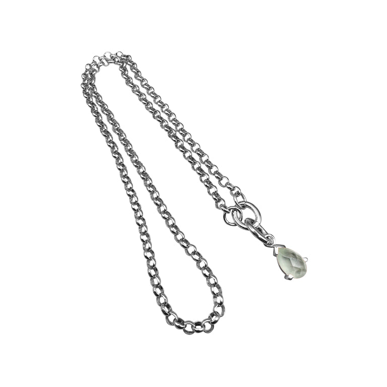 SET Halskette PREHNITE und ERBSKETTE 2 mm mit 2 Cliplock 9X10mm