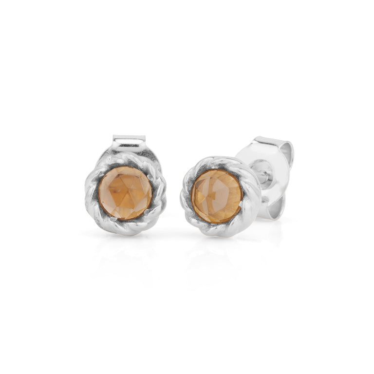Ohrstecker TWIST  mit Rauchquarz 4mm