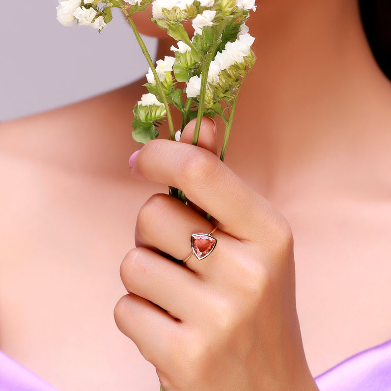 Unikate Ring mit Rosaturmalin 18k Gold