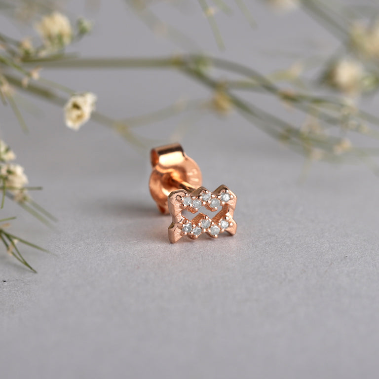 Sternzeichen Ohrstecker WASSERMANN AQUARIUS mit Diamanten