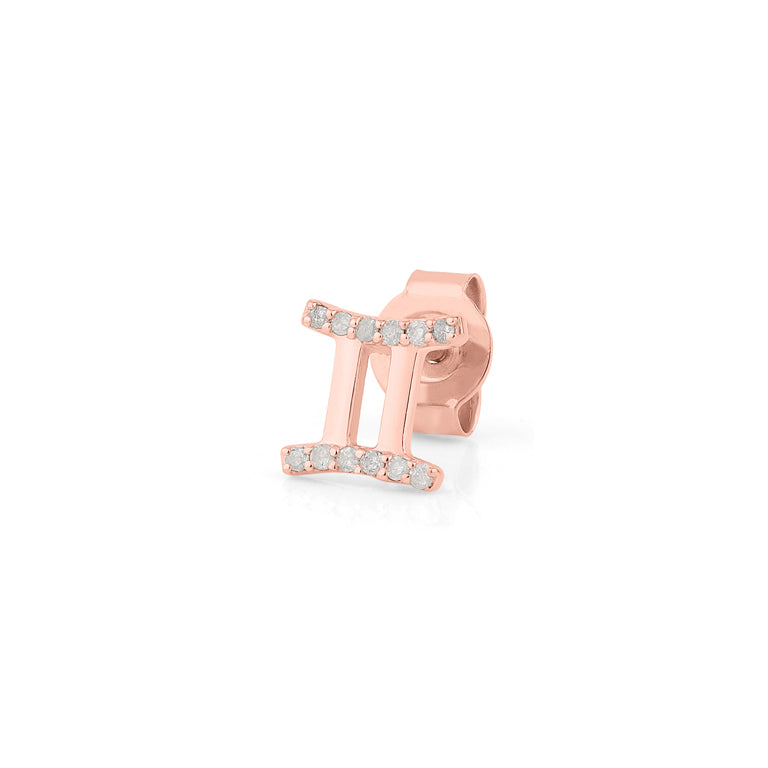 Sternzeichen Ohrstecker ZWILLINGE GEMINI mit Diamanten