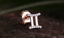 Sternzeichen Ohrstecker ZWILLINGE GEMINI mit Diamanten
