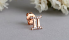 Sternzeichen Ohrstecker ZWILLINGE GEMINI mit Diamanten